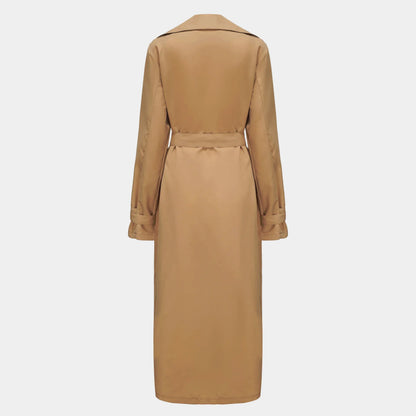 Men's khaki streetwear trench coat with epaulets, overlong design, designer British style, suitable for spring.