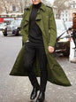 Men's khaki streetwear trench coat by BACKUPMYFILESNOW.COM® with epaulets, overlong design, perfect for spring fashion.