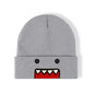 Khaki Domo Kun cartoon embroidered knitted hat, warm, windproof winter accessory for men and women, casual hip-hop style.