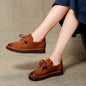 Retro style top cowhide flat shoes for women by BackupMyFilesNow.com, featuring soft sole, warm comfort, and casual winter design.