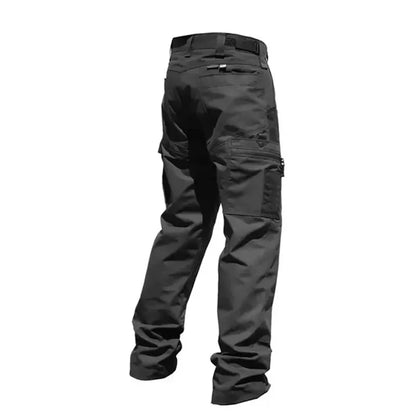 BackUpMyFileSNOW® men's khaki wear-resistant work pants with multiple pockets, straight cargo style for outdoor, tactical, and casual wear.