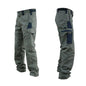 Wear-resistant men's cargo work pants in khaki with multiple pockets, straight-leg design, ideal for outdoor, tactical, and casual wear.