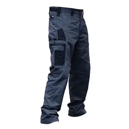 Khaki wear-resistant work pants for men with multiple pockets, straight cargo style, suitable for outdoor, tactical, and casual wear.