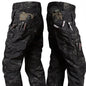 Men's khaki wear-resistant work pants with multiple pockets, straight cargo style, suitable for outdoor, tactical, casual, and jogging.