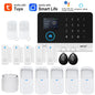 Wireless smart home solar-powered siren with PIR motion sensor, Tuya WiFi GSM alarm system, compatible with Alexa and Smart Life app.