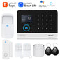 Wireless smart home solar-powered siren with PIR motion sensor, Tuya WiFi GSM alarm system, compatible with Alexa security system.