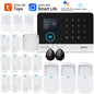 Wireless solar-powered smart home siren with PIR motion sensor, Tuya WiFi GSM alarm system, compatible with Alexa.