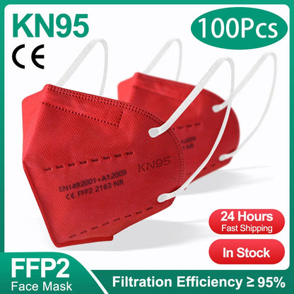Gray KN95 FFP2 face masks with 5-ply design, designed for security and protection, suitable for personal safety and health.