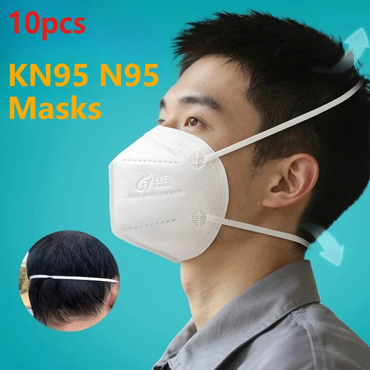 Set of 10 disposable N95 face masks by BackupMyFilesNow.com, protective respirators with filter for outdoor health safety