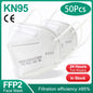 Red KN95 FFP2 face masks, 5-ply protection, security masks, homologated N95 masks for respiratory safety.
