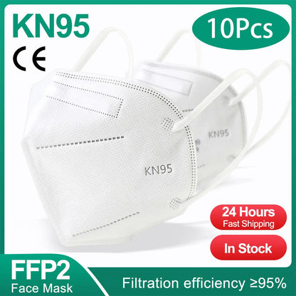 Black KN95 FFP2 respirator face mask for adults, 5-layer, reusable, CE approved, includes 10-200pcs pack, lightweight and breathable.
