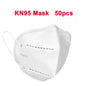 KN95 masks for adults showing 5-layer filter, protective face mask, homologated FFP2 respirator, with adjustable ear loops.