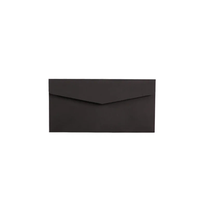 Set of 10 classical white, black, and kraft paper envelopes with windows, perfect for wedding invitations or gift packaging.