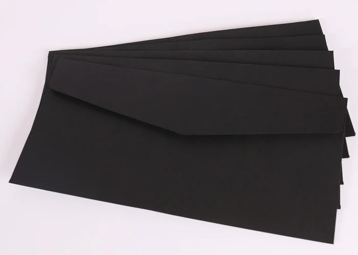 Set of 10 classical white, black, and kraft paper envelopes with windows for wedding invitations, gifts, or blank mailing needs.