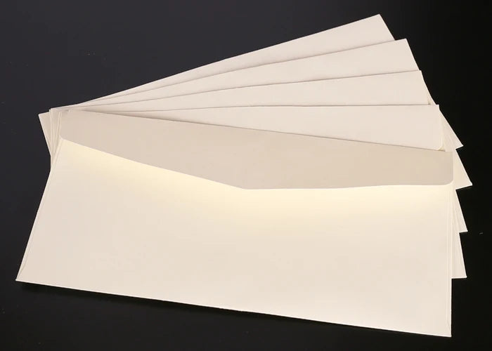 Set of 10 classical white, black, and kraft paper envelopes with windows, ideal for wedding invitations and gift cards.