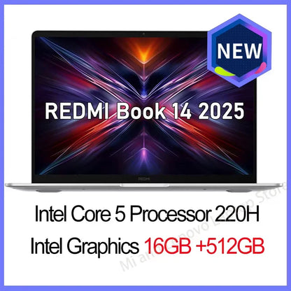 Xiaomi REDMI Book 14 2025 laptop with 2.8K 120Hz display, Intel Core 5 220H, 16GB/32GB RAM, 512GB/1TB storage, sleek design