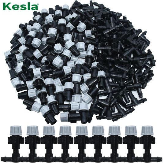 Set of 20 plastic watering sprinkler heads with nozzles and T-joints for garden irrigation and misting from KESLA.