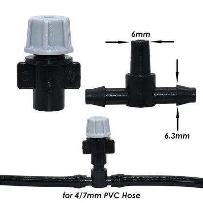 Set of 20 plastic KESLA garden watering sprinkler heads with nozzles and tee joints for irrigation and misting systems.
