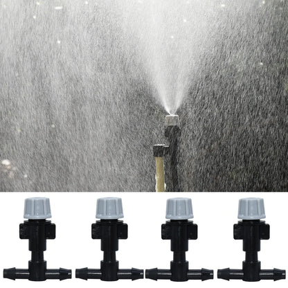 Set of 20 plastic KESLA garden watering irrigation sprinkler heads with nozzles and tee joints for misting and watering.