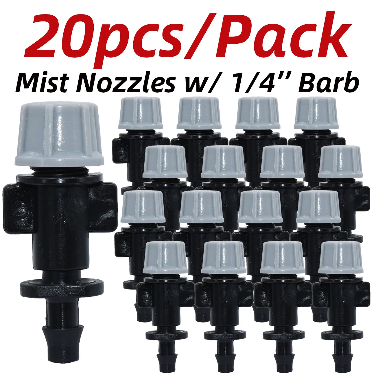 Set of 20 plastic watering irrigation garden misting sprinkler heads with nozzles and T-joint connectors by Kesla.