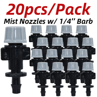 Set of 20 plastic watering irrigation garden misting sprinkler heads with nozzles and T-joint connectors by Kesla.