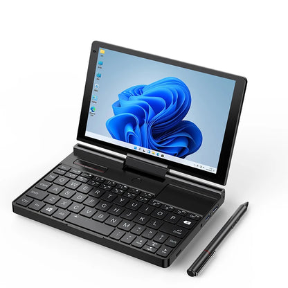 GPD Pocket 3 Mini Laptop with 8-inch display, 16GB RAM, 512GB SSD, Intel Gold 7505 processor, Windows 11, in a sleek portable design