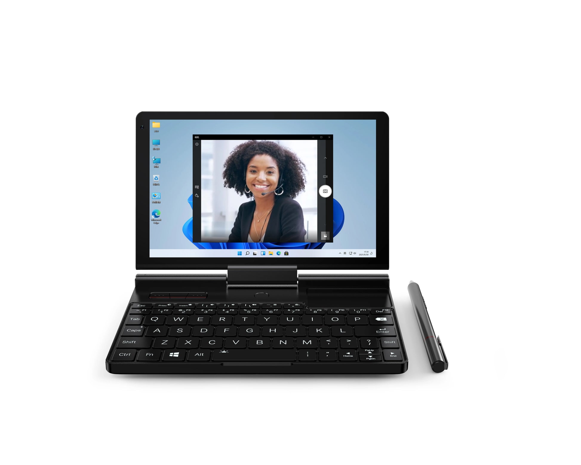 GPD Pocket 3 mini laptop with 8-inch display, Intel Gold 7505, 16GB RAM, 512GB SSD, Windows 11, in a sleek gold color.