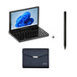 GPD Pocket 3 Mini Laptop with 8-inch screen, Intel Gold 7505, 16GB RAM, 512GB SSD, Windows 11, in a sleek black laptop bag