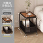 Cream-colored movable sofa trolley with simple design and wind-resistant side panels for versatile furniture support.