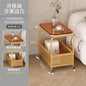 Cream-colored movable sofa trolley with simple design and side wind feature, suitable for easy furniture mobility.