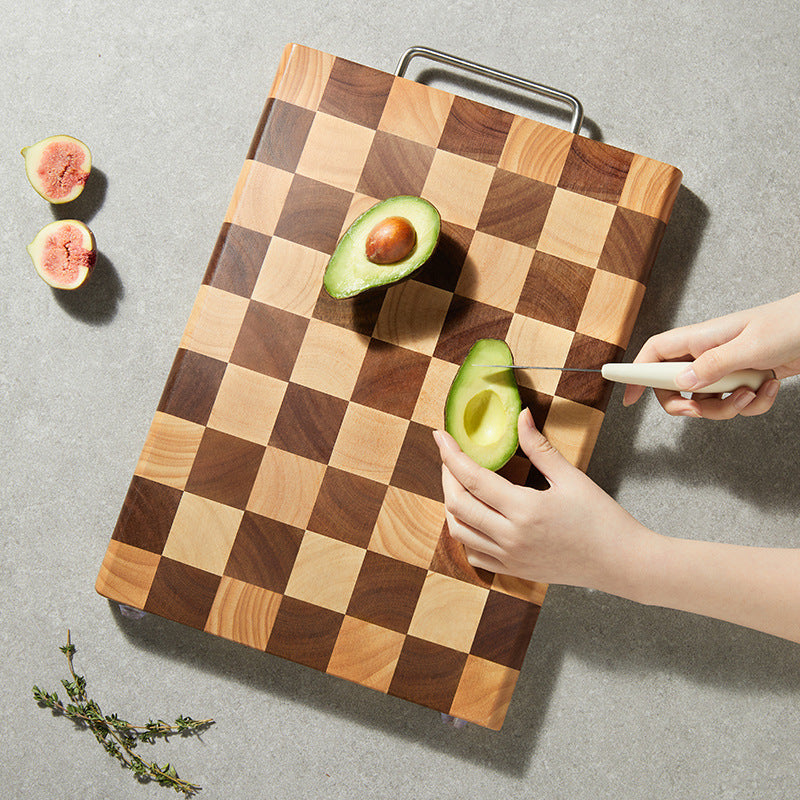 Large rectangular Mango Acacia chopping board with smooth wood surface for kitchen prep and serving purposes.