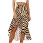 Leopard print floral A-line skirt in four colors, stylish women's fashion skirt from BackupMyFilesNow.com with a flowy design.