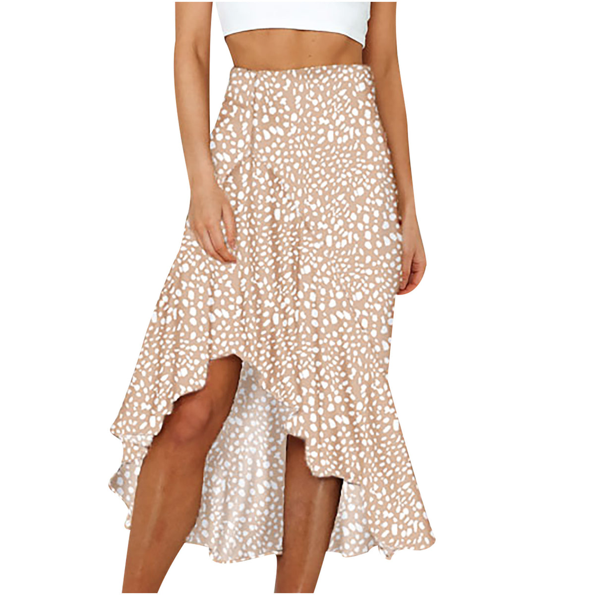 Leopard print floral A-line skirt in four colors, stylish women's fashion skirt with bold animal and floral patterns.