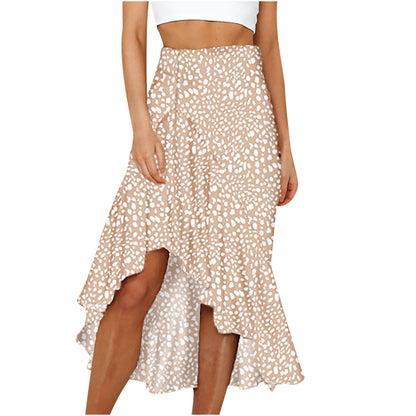 Leopard print floral A-line skirt in four colors, stylish and flowy, from BackupMyFilesNow.com.