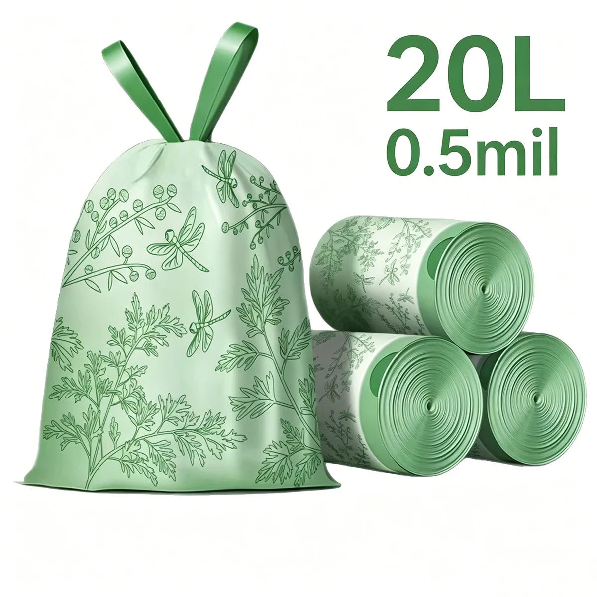 Light green 35-pack trash bags for 4-gallon bathroom waste bins, 45x50cm, made of 0.5 mil thick plastic by BACKUPMYFILESNOW.COM®