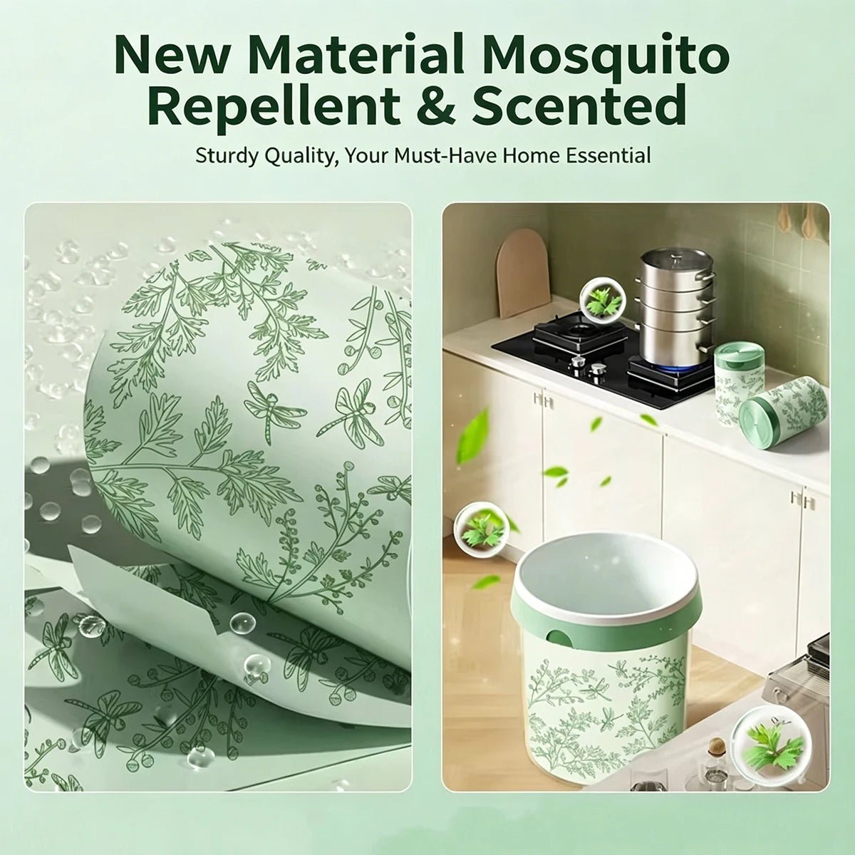 Light green 35-pack 4-gallon trash bags for bathroom, 15L capacity, measuring 45x50cm, from BACKUPMYFILESNOW.COM®.
