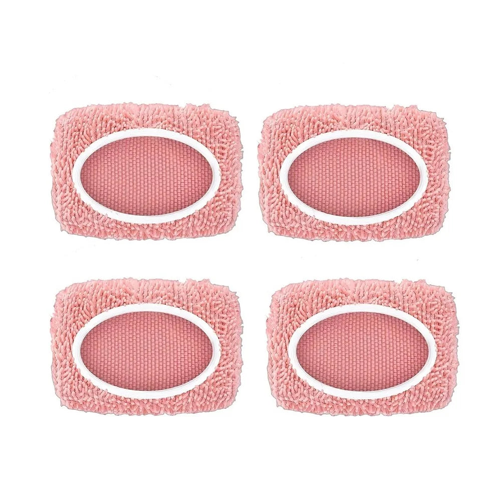 Light green 4-pack microfiber mop pads for Swiffer Sweeper, washable cleaning cloths for hardwood floors, reusable dry and wet mopping.