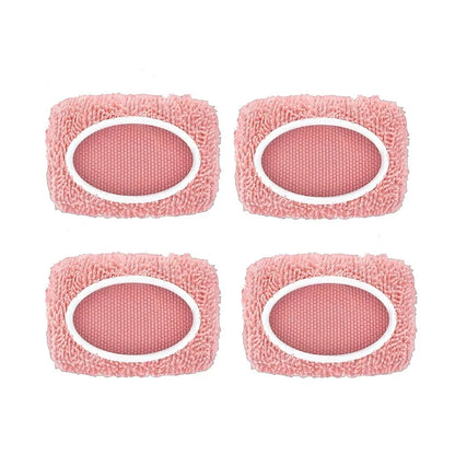 Light green 4-pack microfiber mop pads for Swiffer Sweeper, washable cleaning cloths for hardwood floors, reusable dry and wet mopping.