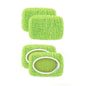 Light green 4-pack microfiber mop pads for Swiffer Sweeper, reusable and washable for dry and wet hardwood floor cleaning.