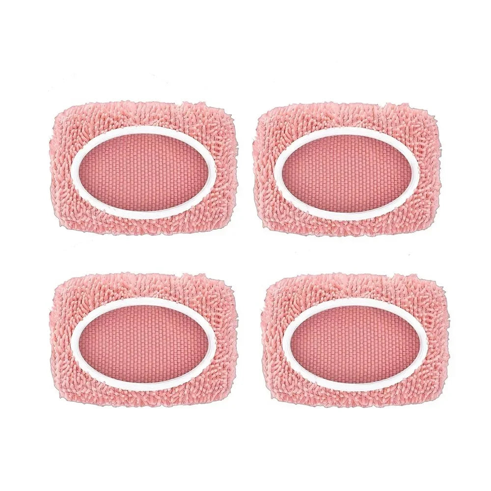 Light green reusable microfiber mop pads for Swiffer Sweeper, suitable for dry and wet cleaning hardwood floors.