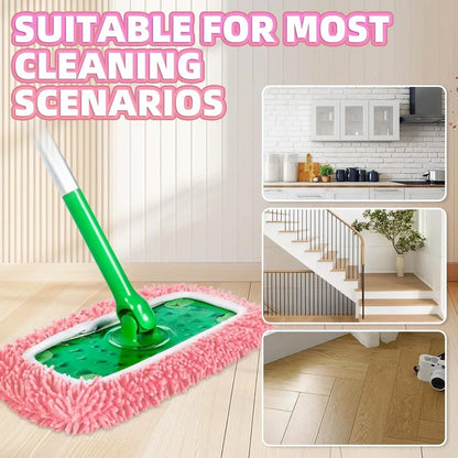 Light green microfiber mop pads, 4-pack, reusable washable cleaning cloths for Swiffer Sweeper, suitable for hardwood floors.
