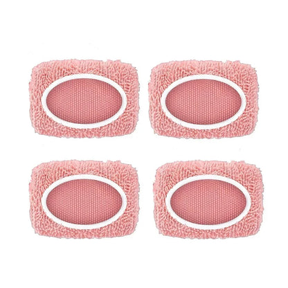 Light green microfiber mop pads, 4-pack, reusable for Swiffer Sweeper, suitable for dry and wet cleaning hardwood floors.