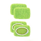 Light green microfiber mop pads for Swiffer Sweeper, reusable and washable, designed for dry and wet cleaning on hardwood floors.