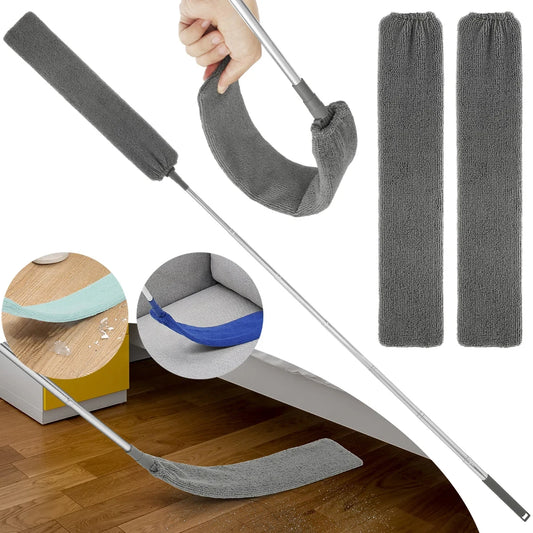 Light green Gap Dust Cleaner from BACKUPMYFILESNOW.COM® with retractable microfiber brush for cleaning sofa, bed, and furniture gaps.