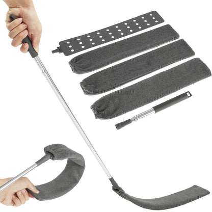 Light green Gap Dust Cleaner by BACKUPMYFILESNOW.COM®, retractable microfiber duster for sofa, bed, and furniture bottom cleaning.