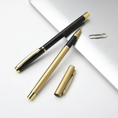 Set of 1-3-4-7 luxury metal office supplies including pens, paper clips, and staples in light grey and black, high-quality stationery.