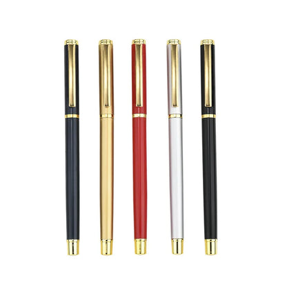 Set of 1-3-4-7 pcs luxury metal office supplies including high-quality pens, scissors, and stationery in light grey and black colors.