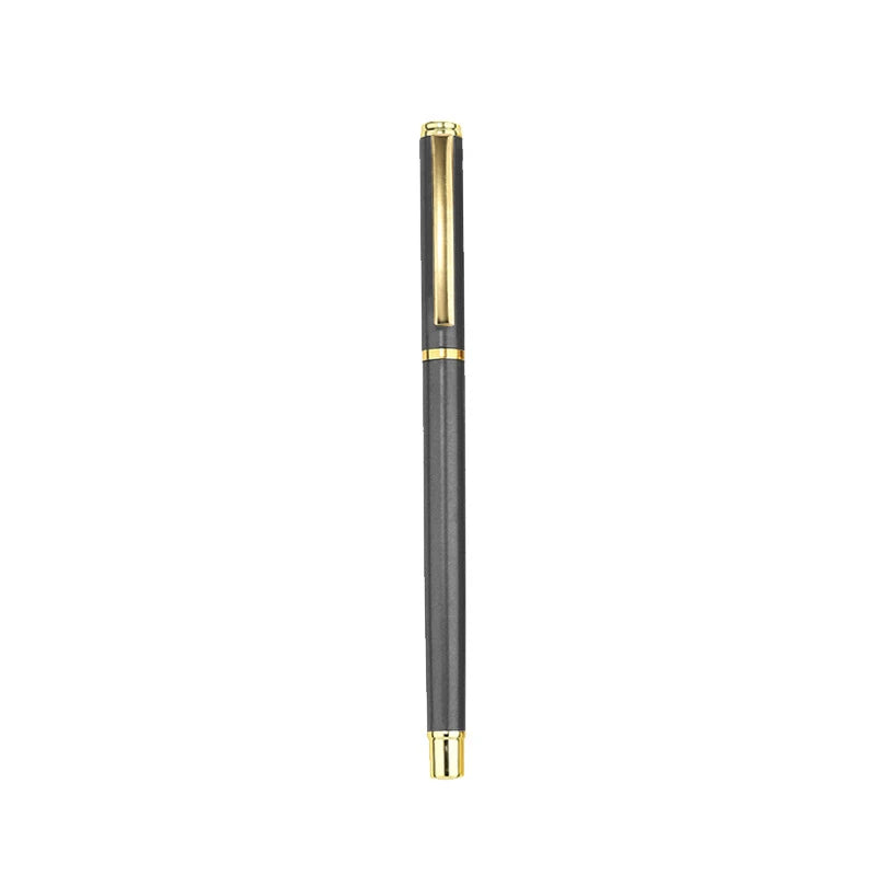Luxury metal business office supplies set with light grey and black pens, high-quality stationery for professional use.