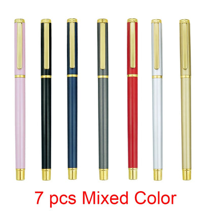 Set of 1-3-4-7 pieces luxury metal business office supplies including pens, clips, and stationery in light grey and black.