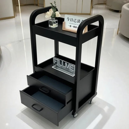 Light wood color Premium Beauty Cart with drawers, mobile salon trolley for professional makeup storage and spa organization.